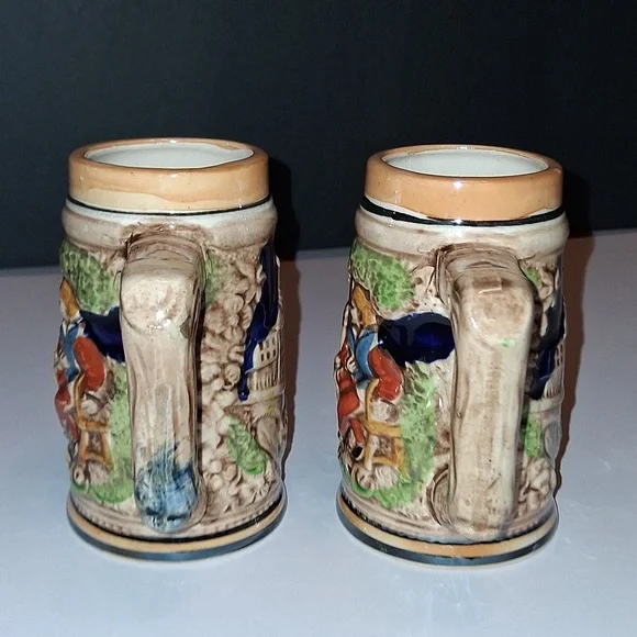 Vintage Nap Coware SmallCeramic Beer Steins with Scenic and Figurative Designs - Picture 4 of 6
